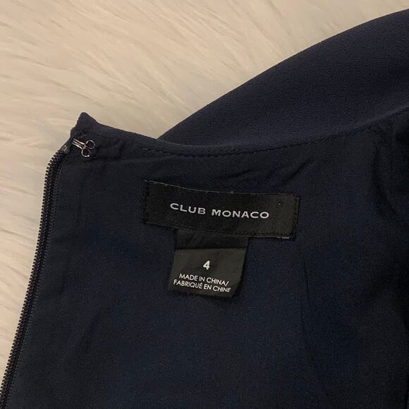 Club Monaco Catalenah Ruffle Tie Waist Jumpsuit Flutter Sleeve Navy Blue - Picture 11 of 13